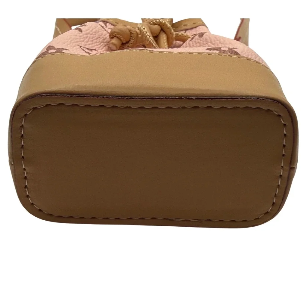 Pink Monogram Bucket‎ Mini Bag Small Cute Drawstring Purse